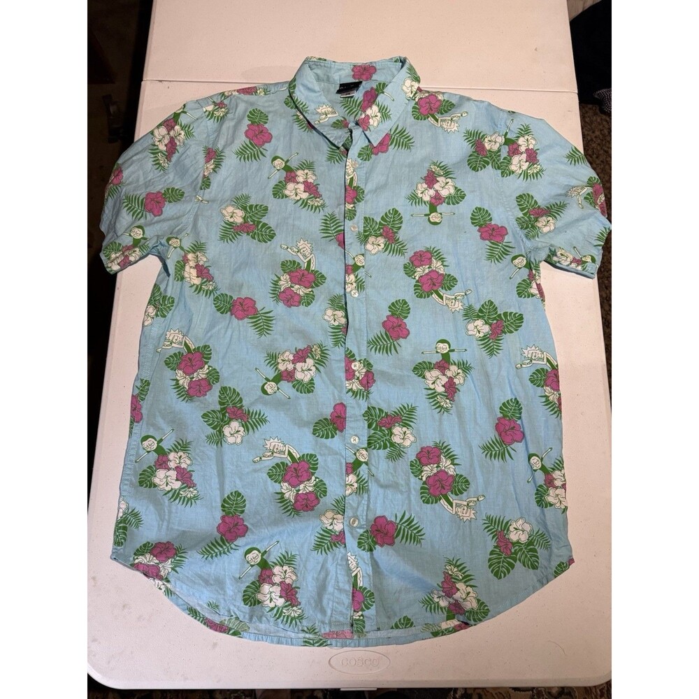 Rick And Morty Mens Button Down Hawaiian Shirt Size 2x
